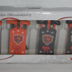 Chicago bears NFL Football Team Sleigh Sled Christmas Ornament 4 Pack Set